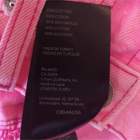 F Urban Outfitters UO BDG Neon Pink Distressed Chewed A Line Denim Shorts NWT 26 - Picture 6 of 7